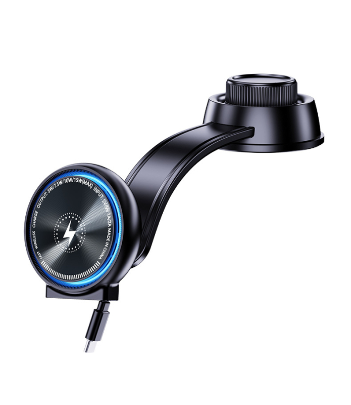 Suport auto pentru telefon cu încărcare wireless 15W, încărcare rapidă, suport magnetic, rotație la 360°, universal
