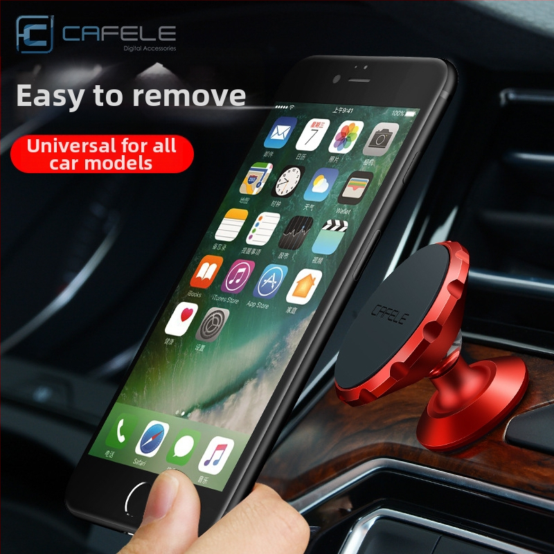 Cafel suport magnetic pentru telefon în mașină, montaj adeziv pe gură de ventilație a bordului, metalic, pentru consola centrală