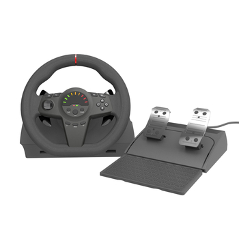 Žaidimų volanas PC/PS3/PS4/Xbox One/Xbox Series X/S ir Switch su USB-A/Type-C sąsaja, pedalai, pavarų sviros ir LED ekranas