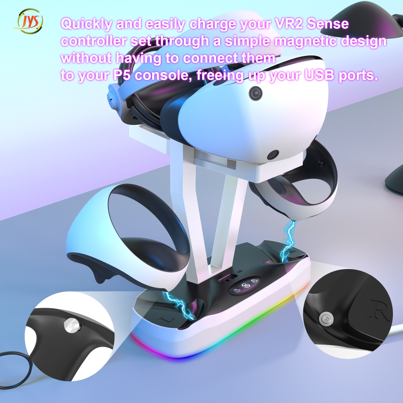 Magnetska baza za punjenje PS VR2 s RGB osvjetljenjem, nosač za VR naočale