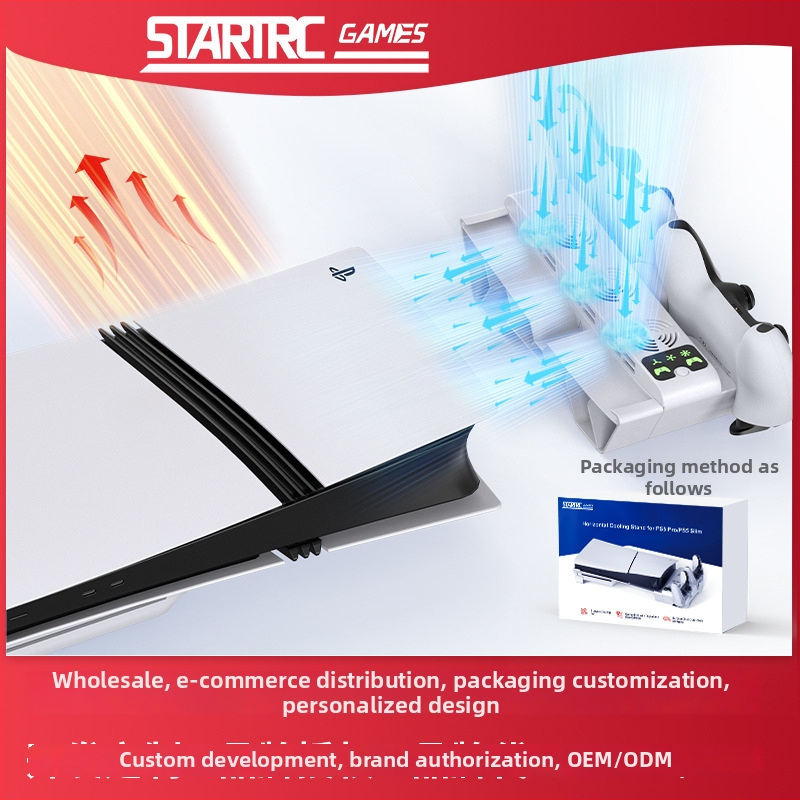 STARTRC GAMES Chladiaca a nabíjacia základňa pre PS5 Pro/Slim s plochým stojanom, ABS