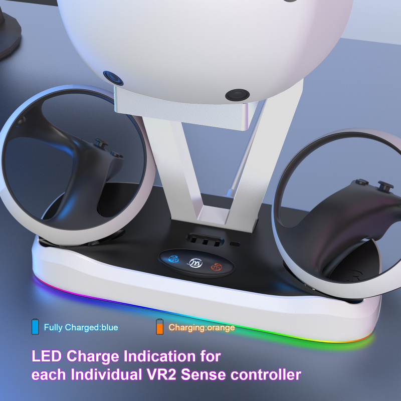 PS VR2 magnetna baza za punjenje s RGB osvjetljenjem, ABS konstrukcija i držač za kontrolere te skladište VR naočala
