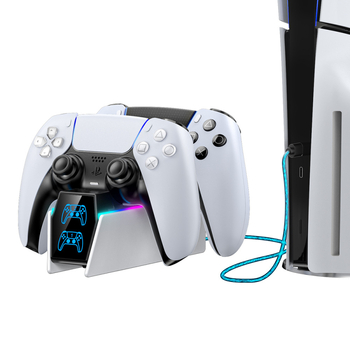 Stand de încărcare PS5 pentru controler wireless, indicator LED, material ABS