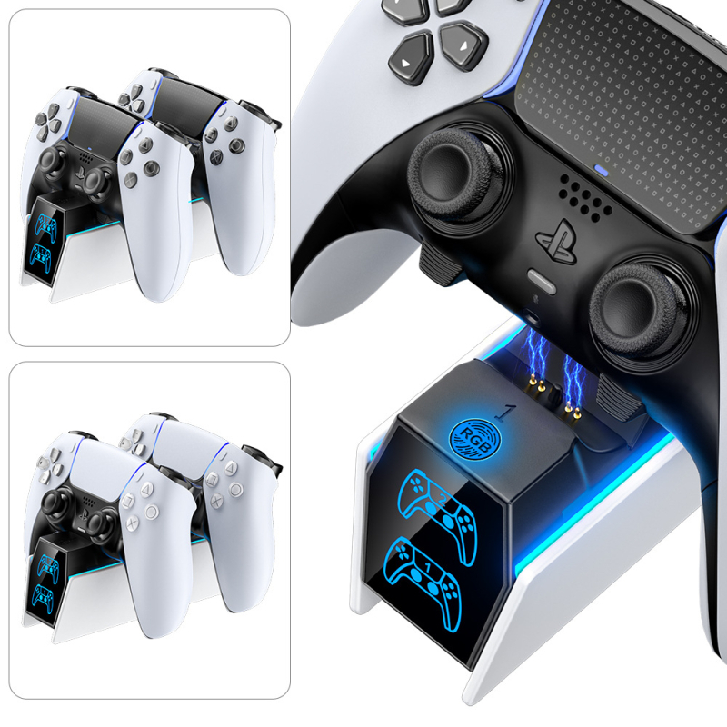 Stand de încărcare PS5 pentru controler wireless, indicator LED, material ABS