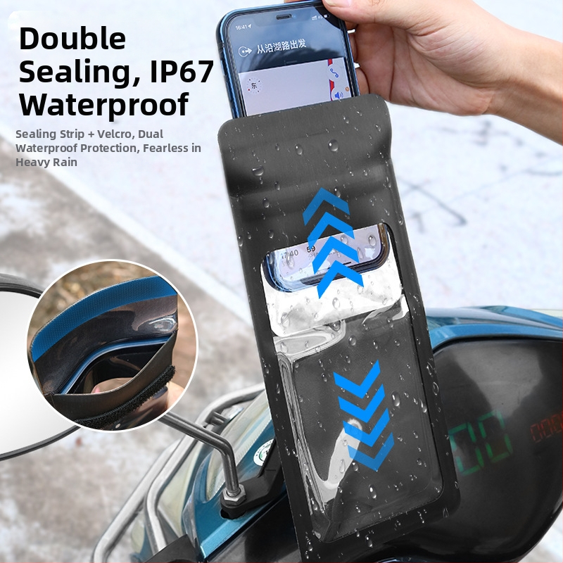 Suport impermeabil pentru mâner ghidon motociclete/e-bike – model UK-03, materiale PU, PVC, ABS, Nylon, Silicone