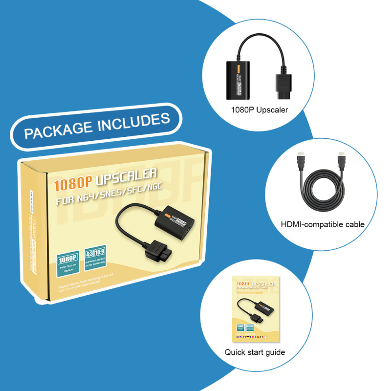 Convertor HDMI pentru N64/SNES/SFC/NGC – adaptor video pentru consolă retro, ieșire HDMI, carcasă ABS