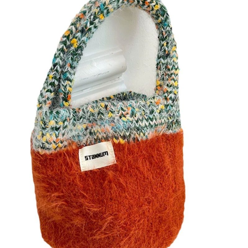 Geantă pentru femei, tricot plush, stil urban simplu, mică geantă pătrată verticală, căptușeală din poliester, iarnă 2025