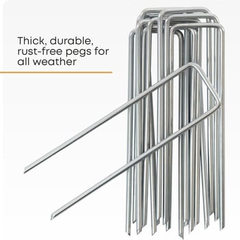 Cuie U pentru fixare gazon, din oțel inoxidabil, lungimi 10/15/20 cm, diametru exterior 4 cm, vârf înclinat pentru o introducere ușoară