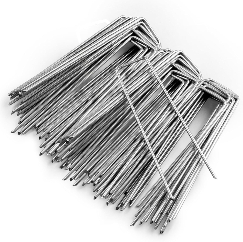 Cuie U pentru fixare gazon, din oțel inoxidabil, lungimi 10/15/20 cm, diametru exterior 4 cm, vârf înclinat pentru o introducere ușoară