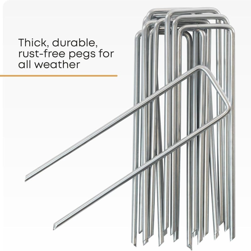 Cuie U pentru fixare gazon, din oțel inoxidabil, lungimi 10/15/20 cm, diametru exterior 4 cm, vârf înclinat pentru o introducere ușoară