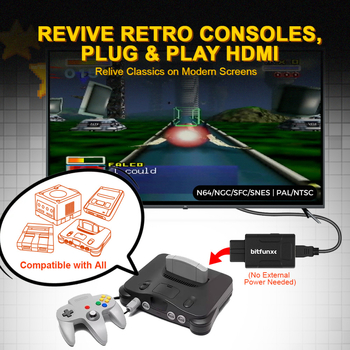 Convertor HDMI video pentru console retro N64/SNES/SFC/NGC — plug-and-play, comutare 16:9/4:3, carcasă ABS