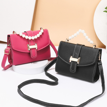 Geantă crossbody, formă pătrată orizontală, PU material, stil street fashion, închidere cu capac, buzunar interior laminat cu fermoar