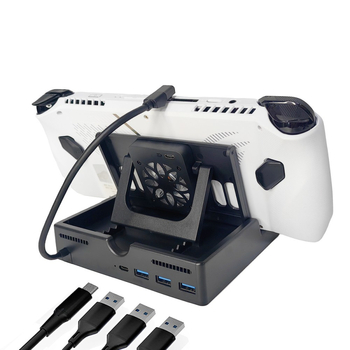 6-в-1 висок клас докинг станция за ROG Ally и ROG Ally X със охладител, USB-C, HDMI 4K60Hz, Gigabit Ethernet