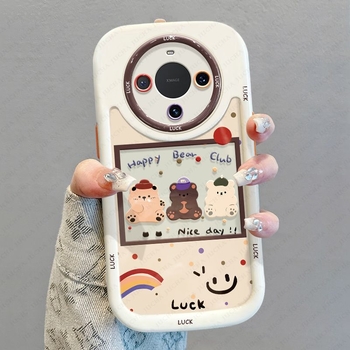 Huawei Mate70 silikona vāciņš ar piekāršanas ķēdi – pilnīga aizsardzība, lāču karikatūru dizains, krišanas izturīgs