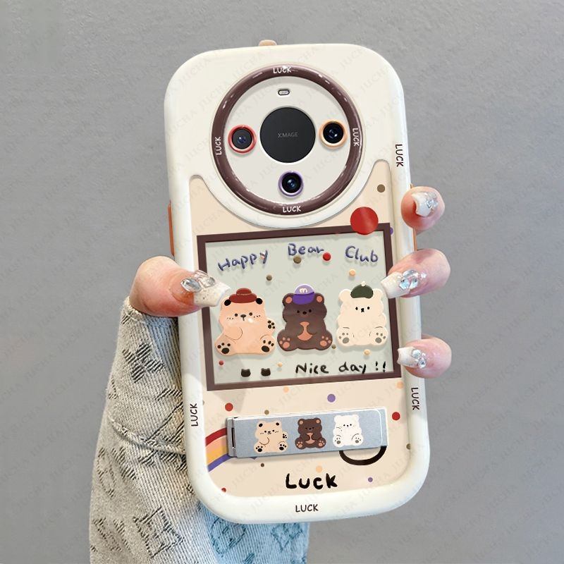 Huawei Mate70 silikona vāciņš ar piekāršanas ķēdi – pilnīga aizsardzība, lāču karikatūru dizains, krišanas izturīgs