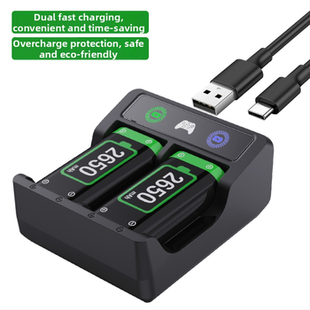 Nabíjacia stanica pre Xbox ovládač s USB-C (2 nabíjateľné batérie, dátový kábel, kompatibilné s Xbox Series X/S, Xbox One, Elite)