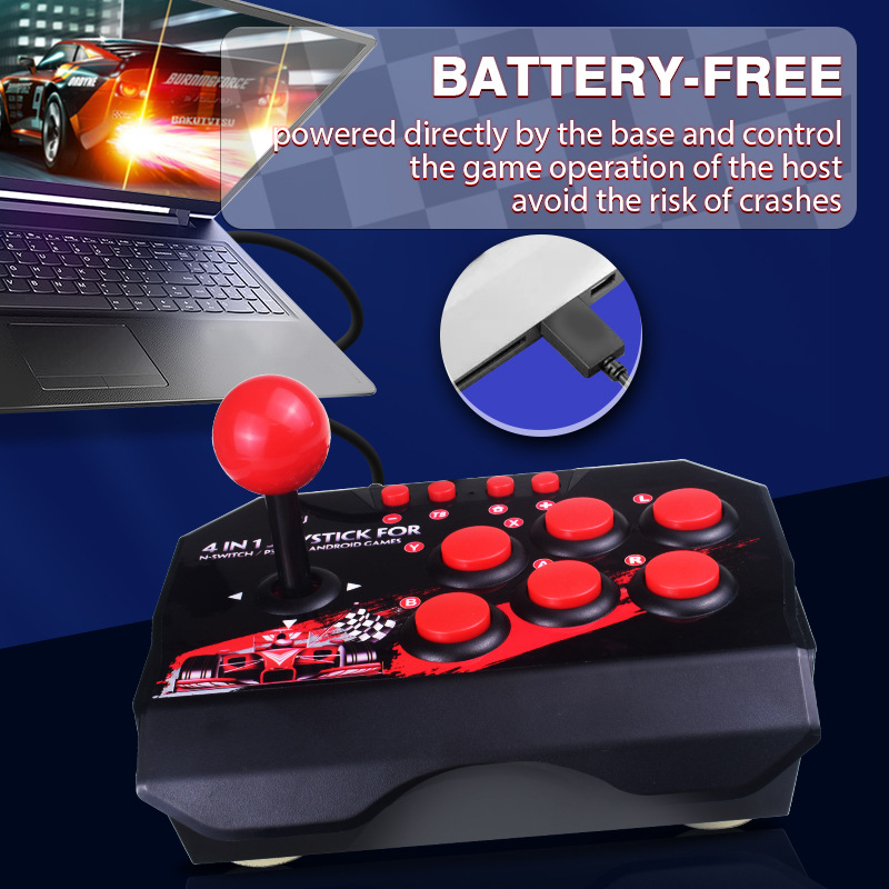 Laidinė arkadinės kovos lazdė USB su Turbo, ABS korpusu, skirtas Switch, PC, PS3, Android TV