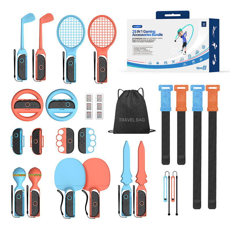 Switch2 Set de accesorii jocuri – Scrimă, Rachetă de tenis și Cutie pentru carduri cu volan de curse (Model Switch2; Material ABS+PC; Compatibil Switch2; 1–4 jucători; 12+ ani)
