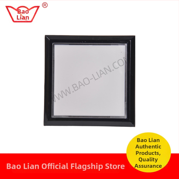 Baolian buton pătrat mare iluminat pentru mașini muzicale și console de jocuri — brand Baolian; model Large square button with light; material plastic; interfață linie 250 terminale; conectare cablat; origine Guangzhou, Guangdong; ambalare 15 buc./pachet,