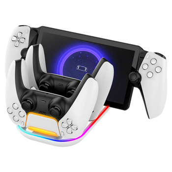 3-u-1 punjač za PS5 Portal i PS5 kontroler s RGB osvjetljenjem, USB-C sučelje, ABS materijal