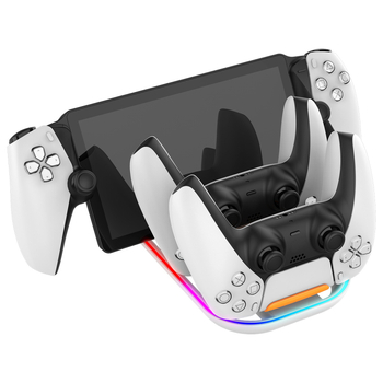 3-u-1 punjač za PS5 Portal i PS5 kontroler s RGB osvjetljenjem, USB-C sučelje, ABS materijal