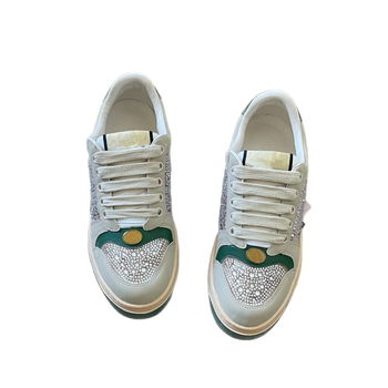 Pantofi femei plat, cu vârf rotund, exterior denim, talpă plată, închidere cu șireturi