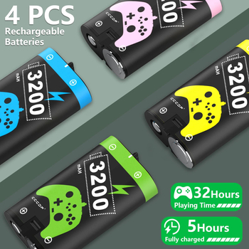 Punjač za Xbox kontroler s USB-C, kompatibilan s Xbox One/Series kontrolerom, uključuje držač baterija i četiri baterije