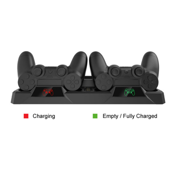 DOBE PS4 Višenamjenska baza za hlađenje s ventilatorom, dvostruko punjenje i LED, USB napajanje, kompatibilno s PS4/Slim/Pro