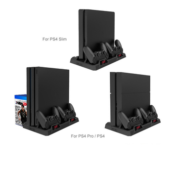 DOBE PS4 Višenamjenska baza za hlađenje s ventilatorom, dvostruko punjenje i LED, USB napajanje, kompatibilno s PS4/Slim/Pro