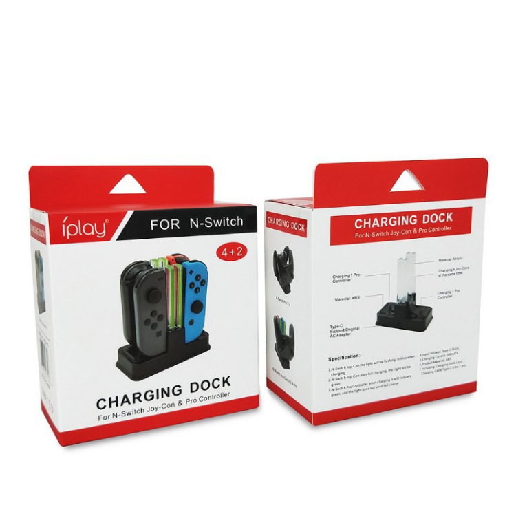 Φορτιστής βάσης Nintendo Switch για Joy-Con και Pro Controller – 4 θύρες φόρτισης, Type-C διεπαφή, Plug-and-Play, ABS πλαστικό, Πολύχρωμο LED ενδεικτικό