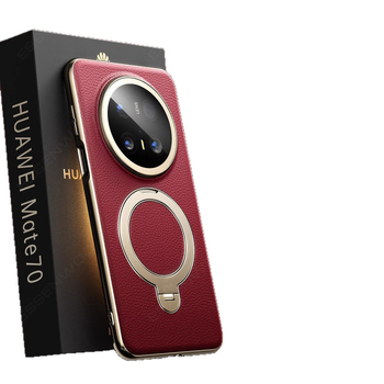 Huawei Mate70 Pro калъф от естествена кожа, защитен корпус с държач и магнитно задържане, против изпускане