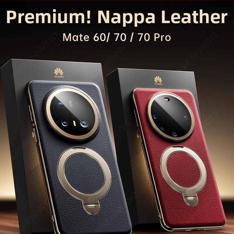 Pouzdro Huawei Mate70 Pro z pravej kože, ochranný kryt s držiakom a magnetickým priťahovaním, proti pádu