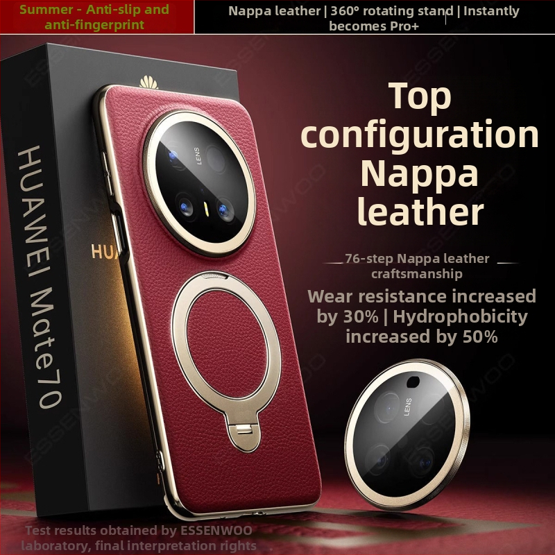 Pouzdro Huawei Mate70 Pro z pravej kože, ochranný kryt s držiakom a magnetickým priťahovaním, proti pádu