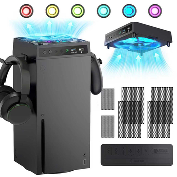 Ανεμιστήρας ψύξης Xbox Series X με RGB φωτισμό – OEM κατασκευή, ABS περίβλημα, περιλαμβάνει προστατευτικά δίκτυα προστασίας από τη σκόνη και σιλικόν τάπες