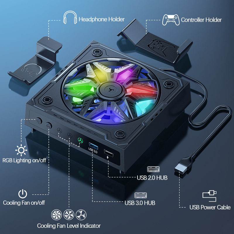 Ανεμιστήρας ψύξης Xbox Series X με RGB φωτισμό – OEM κατασκευή, ABS περίβλημα, περιλαμβάνει προστατευτικά δίκτυα προστασίας από τη σκόνη και σιλικόν τάπες