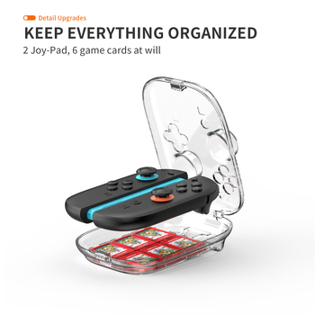 JYS Switch2 Joy-Con lijevi i desni kontroleri, kristalna kućica za kartice igara, prozirna PC kutija za pohranu (Model JYS-NS2311)
