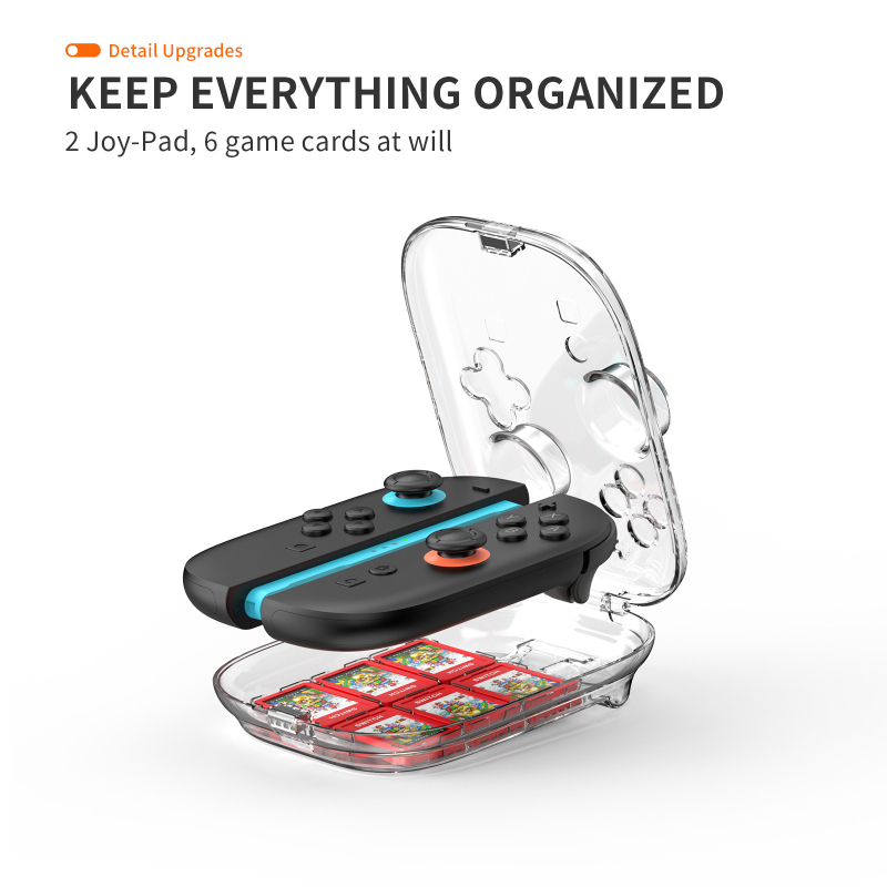 JYS Switch2 Joy-Con lijevi i desni kontroleri, kristalna kućica za kartice igara, prozirna PC kutija za pohranu (Model JYS-NS2311)