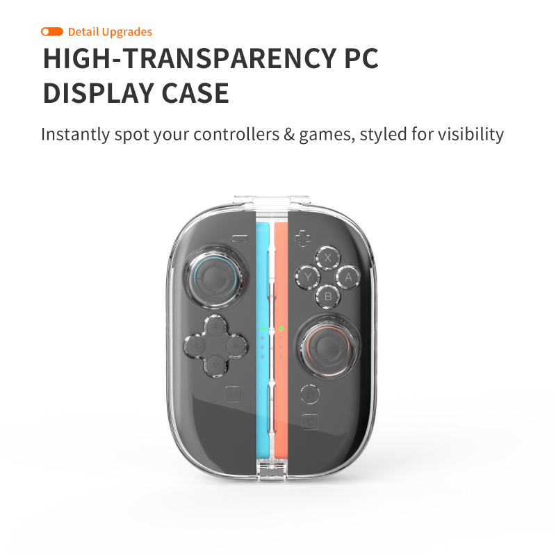 JYS Switch2 Joy-Con lijevi i desni kontroleri, kristalna kućica za kartice igara, prozirna PC kutija za pohranu (Model JYS-NS2311)