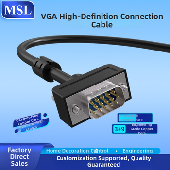 VGA kabelis, vīrietis pret vīrieti, 3+6 tīrs vara kodols, bez oksidētā vara, magnētiskais gredzens, augstas izšķirtspējas signāla pārraidīšana