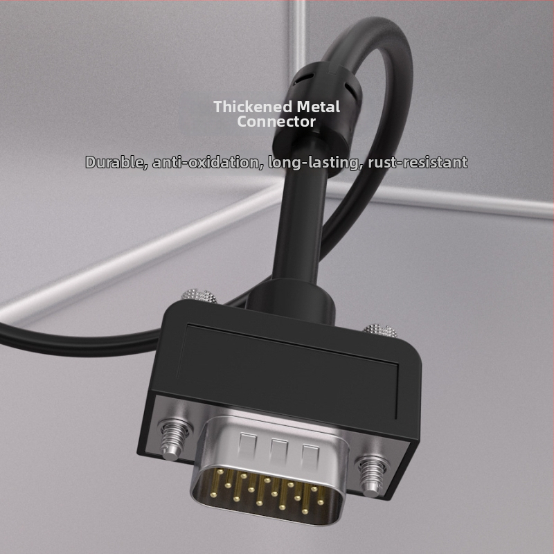 VGA kabelis, vīrietis pret vīrieti, 3+6 tīrs vara kodols, bez oksidētā vara, magnētiskais gredzens, augstas izšķirtspējas signāla pārraidīšana
