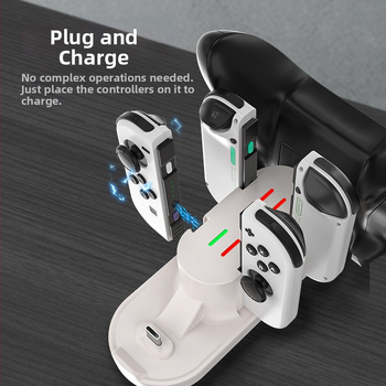 Šest-u-jedan nosač za punjenje Switch OLED kontrolera | kompatibilno s PS5 i Xbox kontrolerima | USB-C | ABS