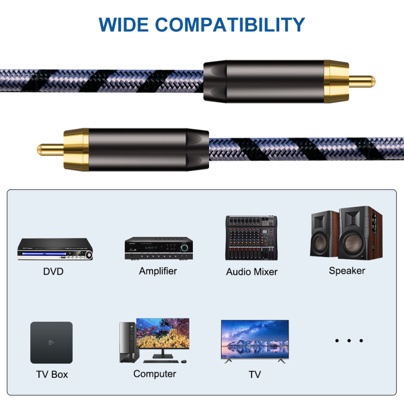 Green Lan RCA koaksijalni lotus audio kabel, muško–muški, za mikser, zvučnik, pojačalo, CD player i TV zvuk.