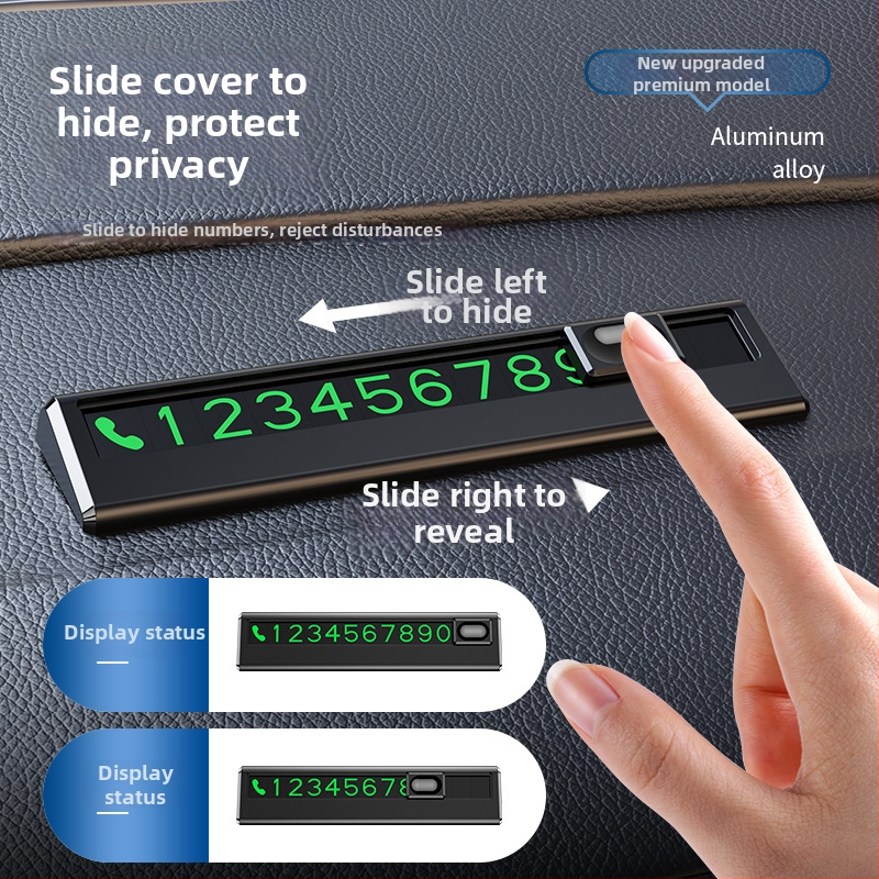 Transportlīdzekļa piestiprināma gaismota pagaidu stāvvietas zīme ar tālruņa numuru, modeļa YC10, materiāls: plastmasa, logotipa drukāšana: Jā, personalizācija: Jā, tips: Paslēpts