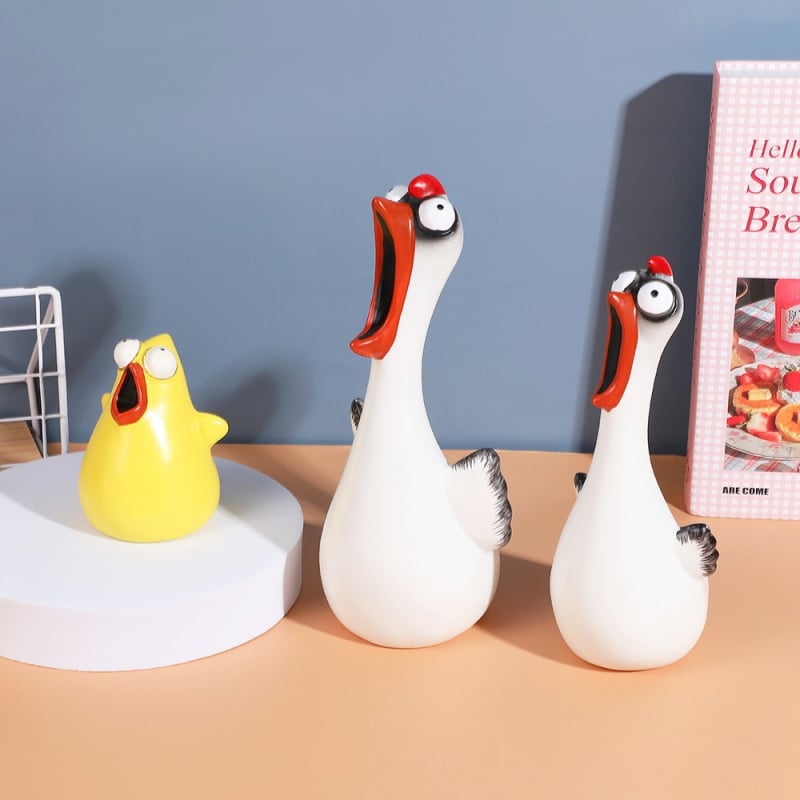 Διακοσμητικό ρητίνης με κοτόπουλο που φωνάζει για τον κήπο, καρτούν στυλ, χειροτεχνία ρητίνης, κατάλληλο ως δώρο