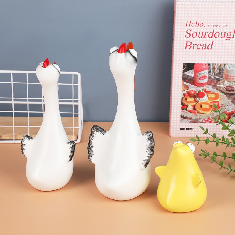 Διακοσμητικό ρητίνης με κοτόπουλο που φωνάζει για τον κήπο, καρτούν στυλ, χειροτεχνία ρητίνης, κατάλληλο ως δώρο