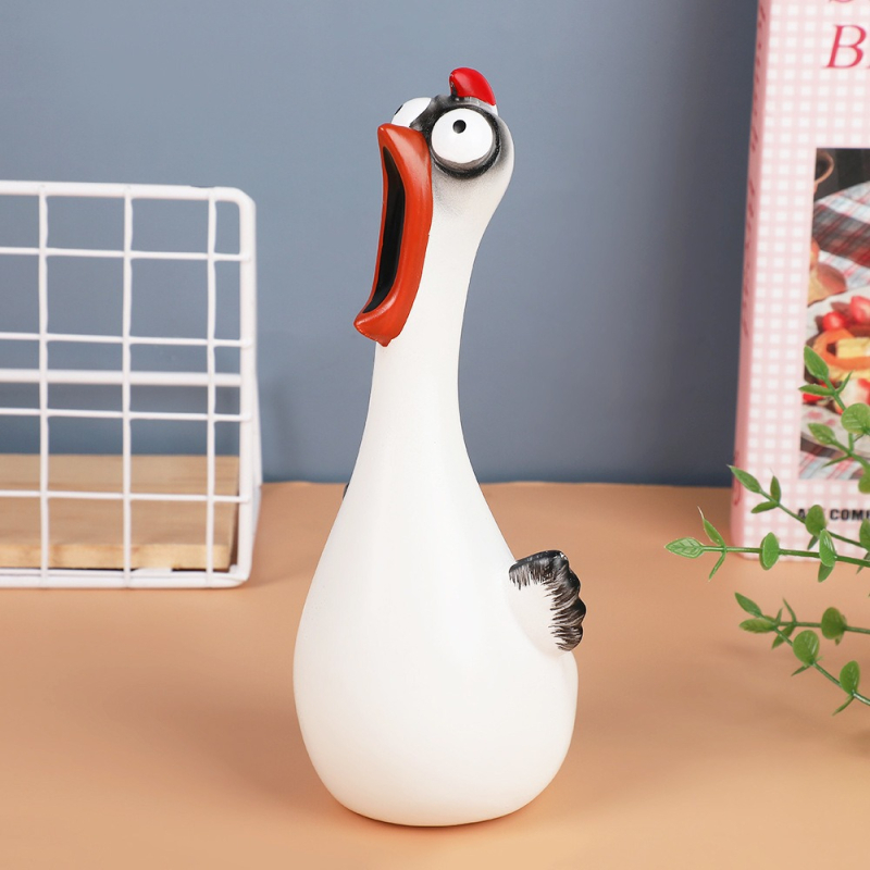 Διακοσμητικό ρητίνης με κοτόπουλο που φωνάζει για τον κήπο, καρτούν στυλ, χειροτεχνία ρητίνης, κατάλληλο ως δώρο