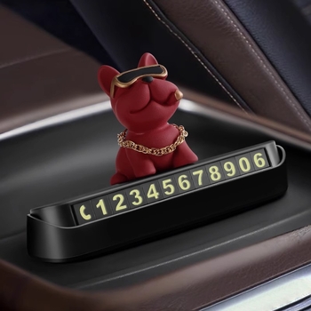 Automašīnas iekšējā dekora ar buldoku dizainu, pagaidu stāvvietas numura plāksne, no plastmasas, bez pielāgošanas, slēpts tips