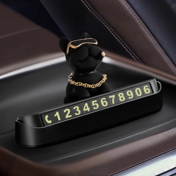 Automašīnas iekšējā dekora ar buldoku dizainu, pagaidu stāvvietas numura plāksne, no plastmasas, bez pielāgošanas, slēpts tips