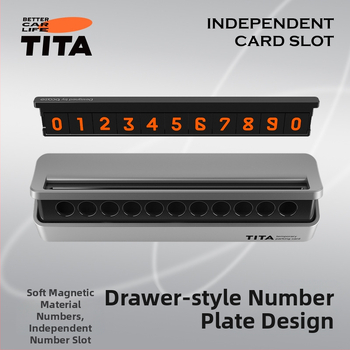 TITA slēgta automobiļu plāksne ar tālruņa numuru • klasiskā modeļa Tita • materiāls: plastika • drukāts logotips • pielāgošana pieejama