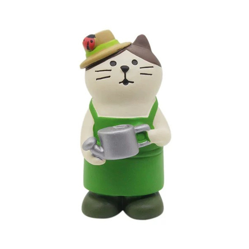 Smolena mini vrtna dekoracija s motivom mačke – japanski zakka stil, za posude i uređenje vrta